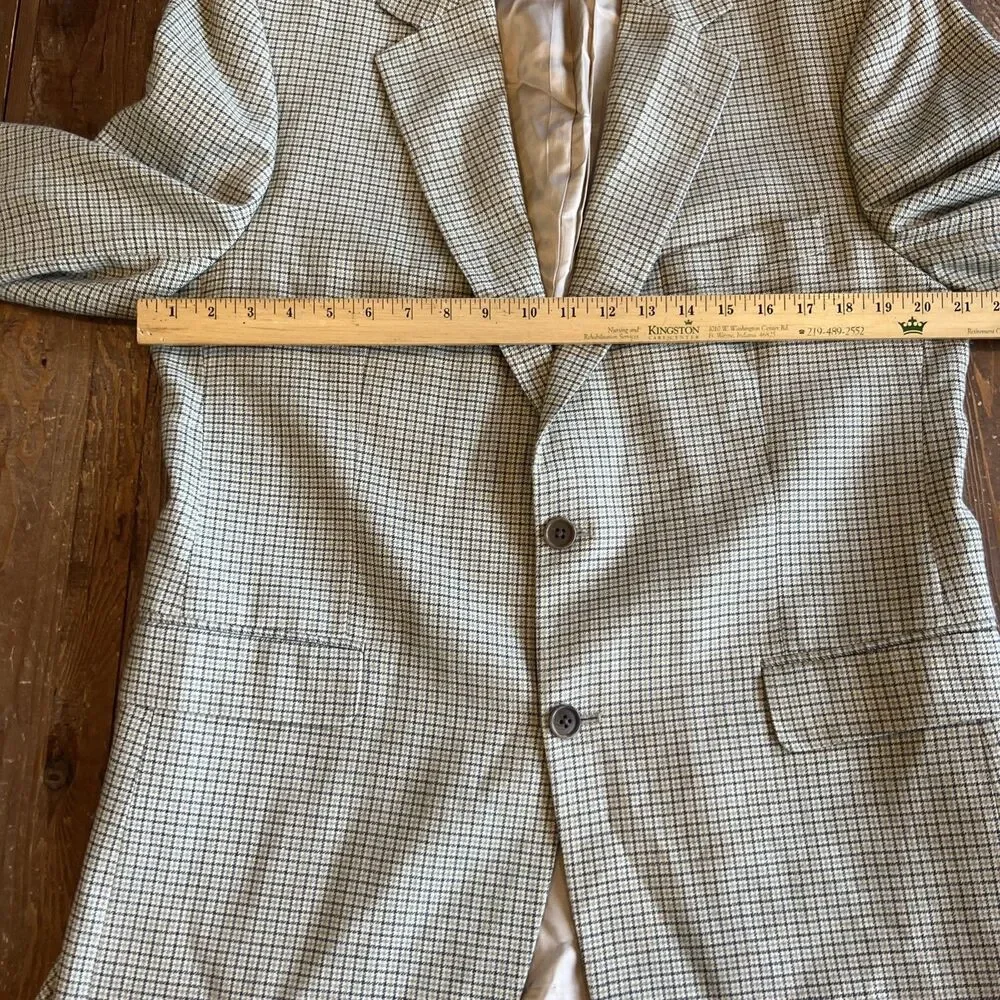 Brooks Brothers 346 Blazer Mens Size 42R Silk Linen Wool Sport Coat Tan Plaid